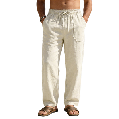 Pantalón de lino hombre color beige