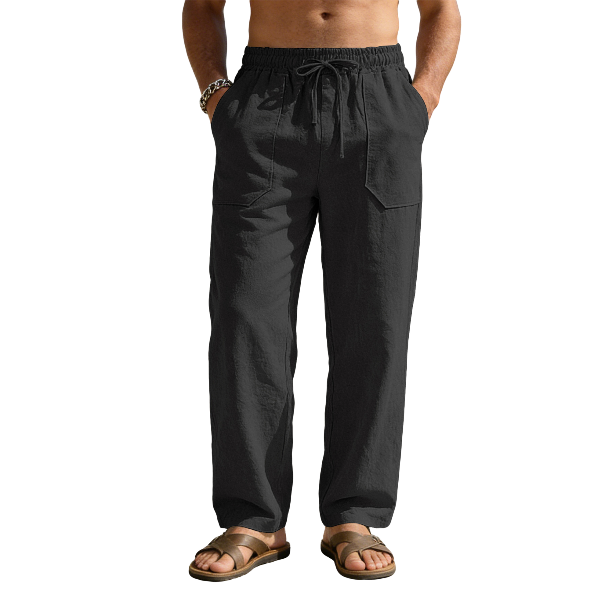 Pantalón de lino hombre color negro