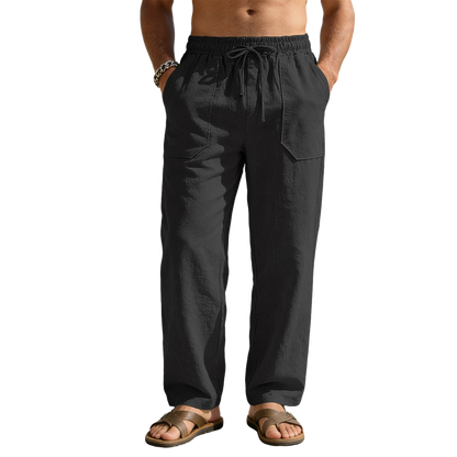 Pantalón de lino hombre color negro
