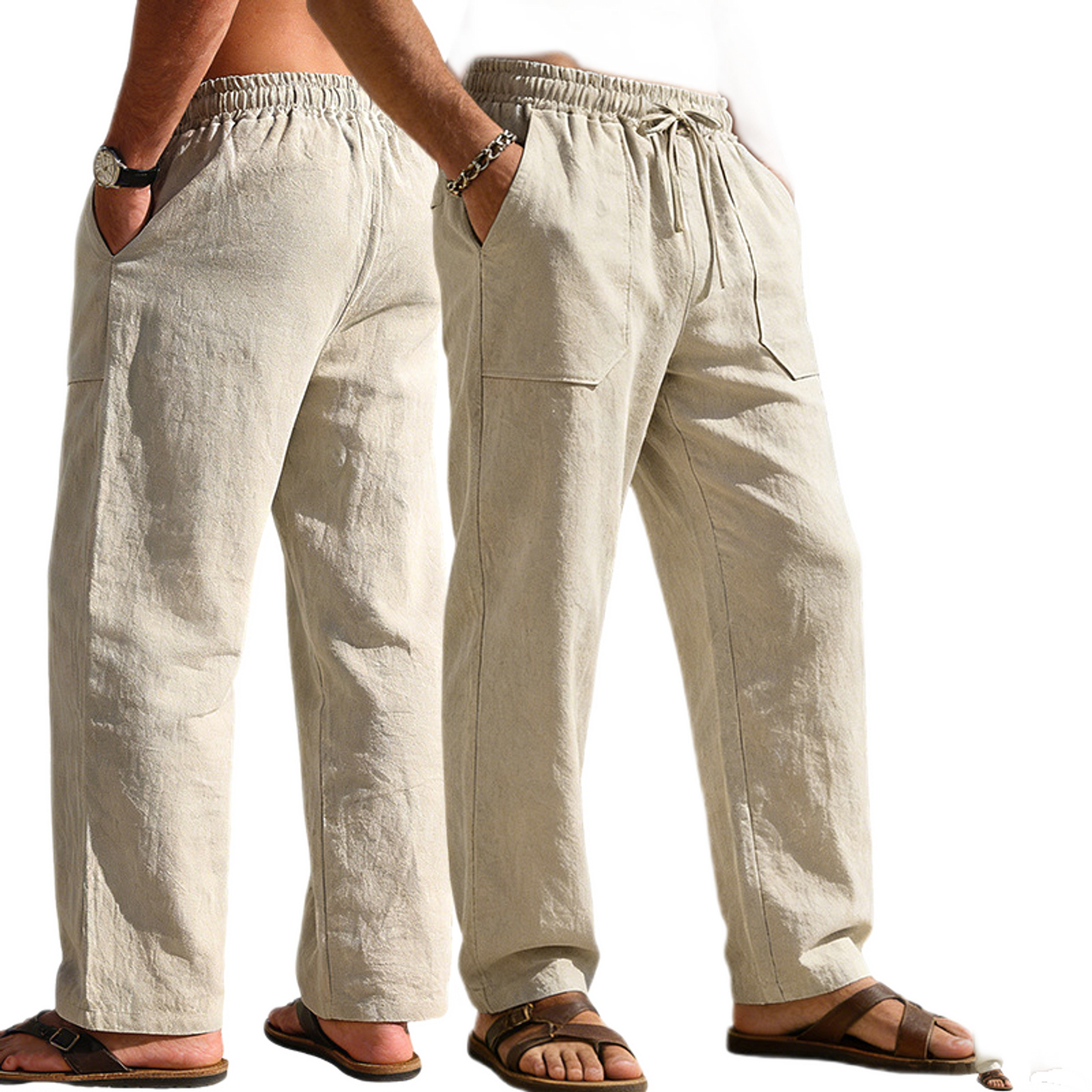 Pantalón de lino hombre, corte suelto