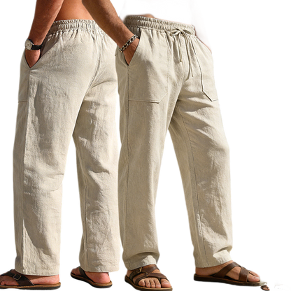 Pantalón de lino hombre, corte suelto