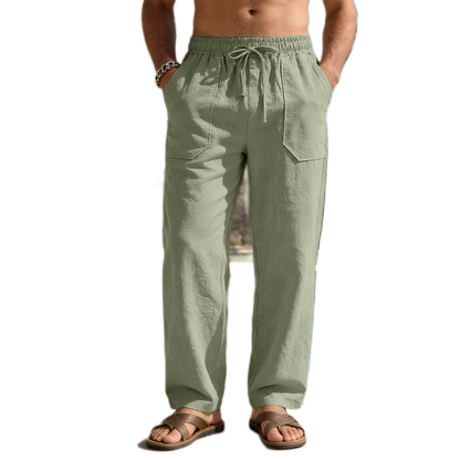 Pantalón de lino hombre, corte suelto