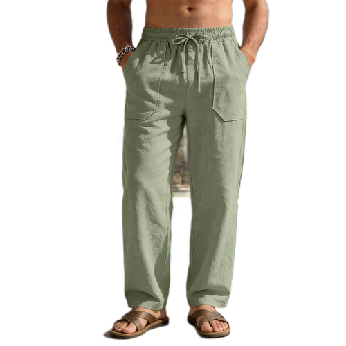 Pantalón de lino hombre, corte suelto
