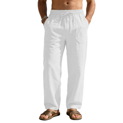 Pantalón de lino hombre color blanco