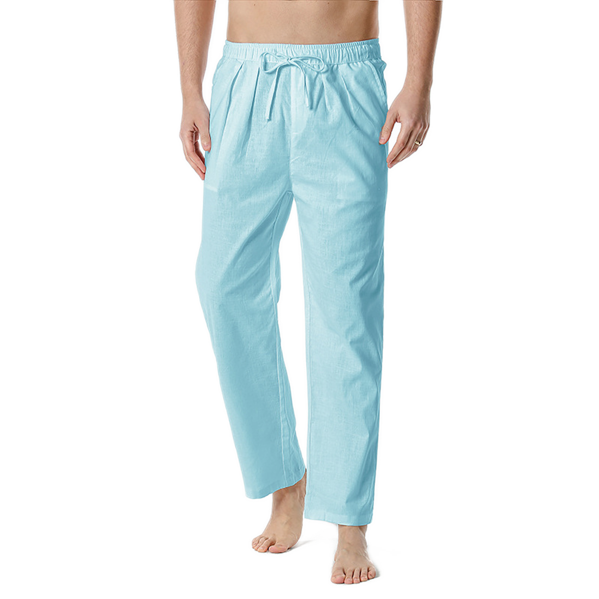 Pantalón de algodón hombre color celeste