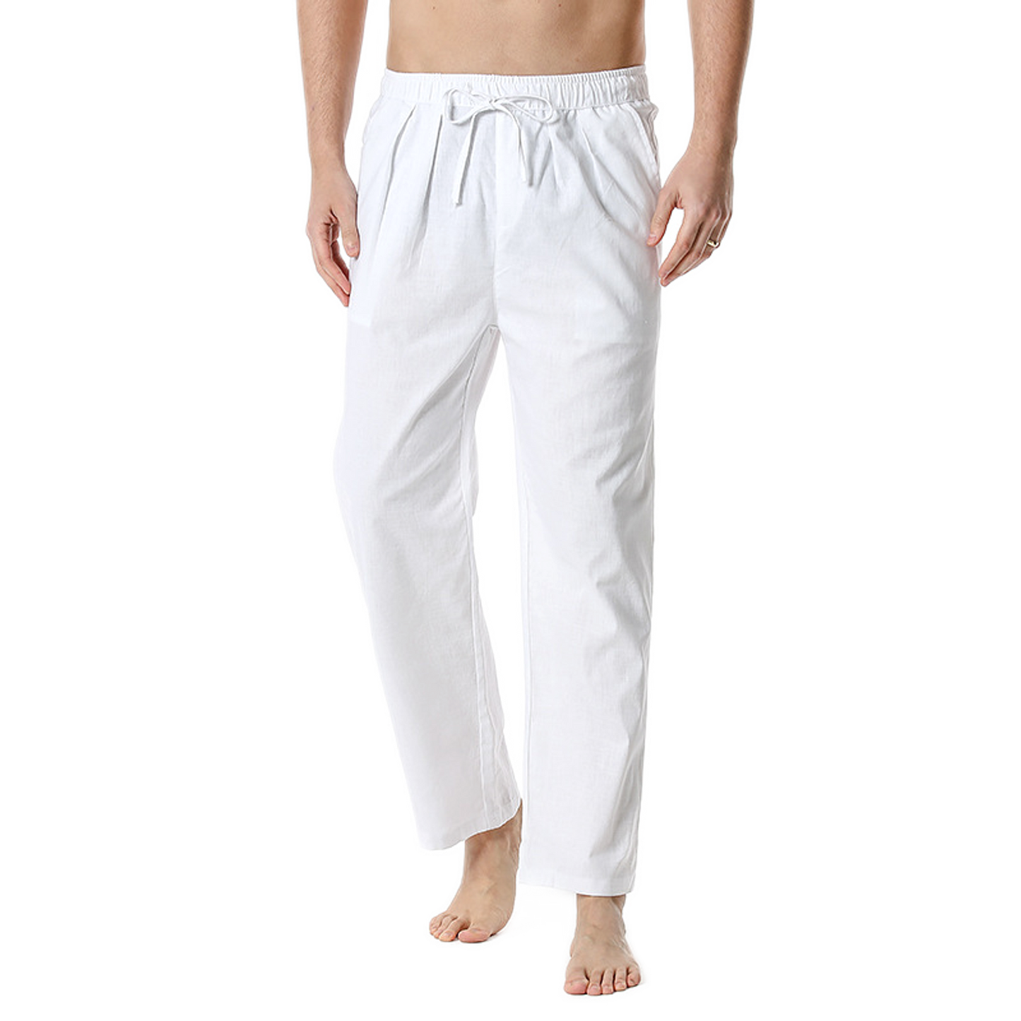Pantalón de algodón hombre color blanco