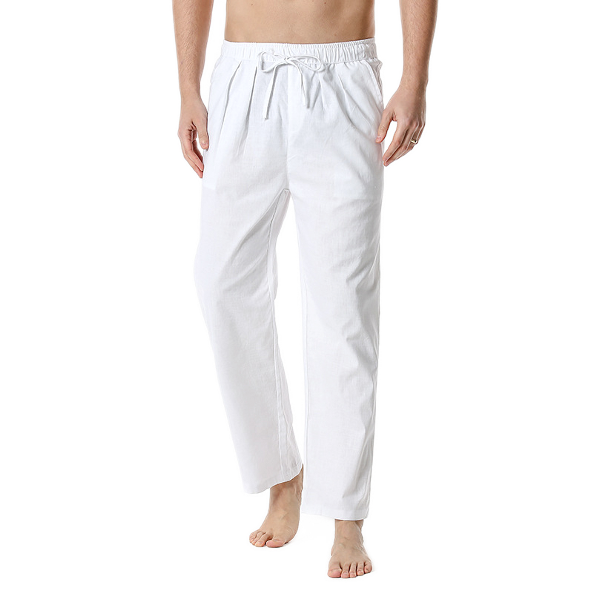 Pantalón de algodón hombre color blanco