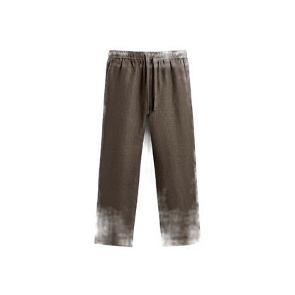 Pantalón de lino hombre color café