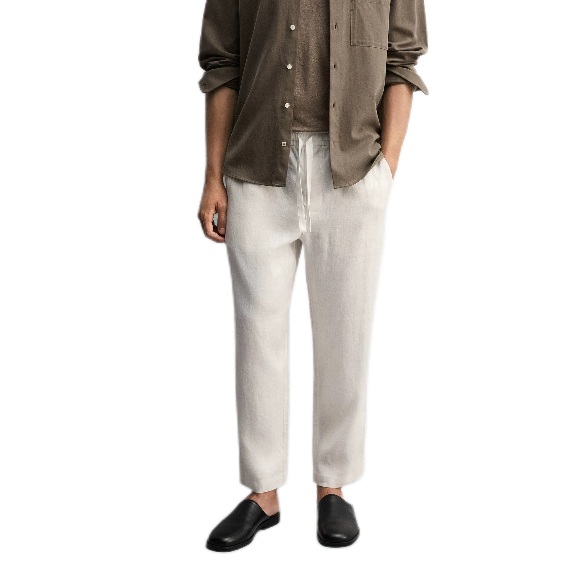 Pantalón de lino hombre, corte suelto