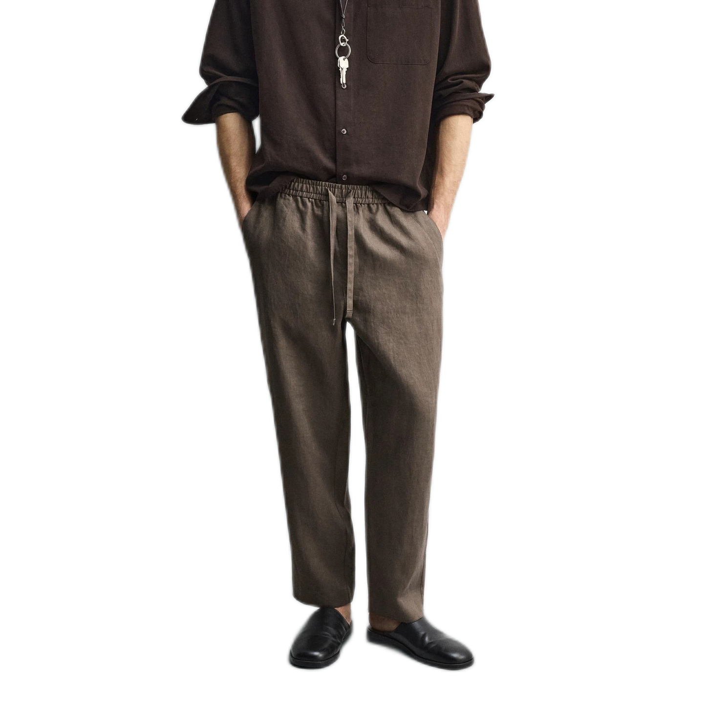 Pantalón de lino hombre, corte suelto