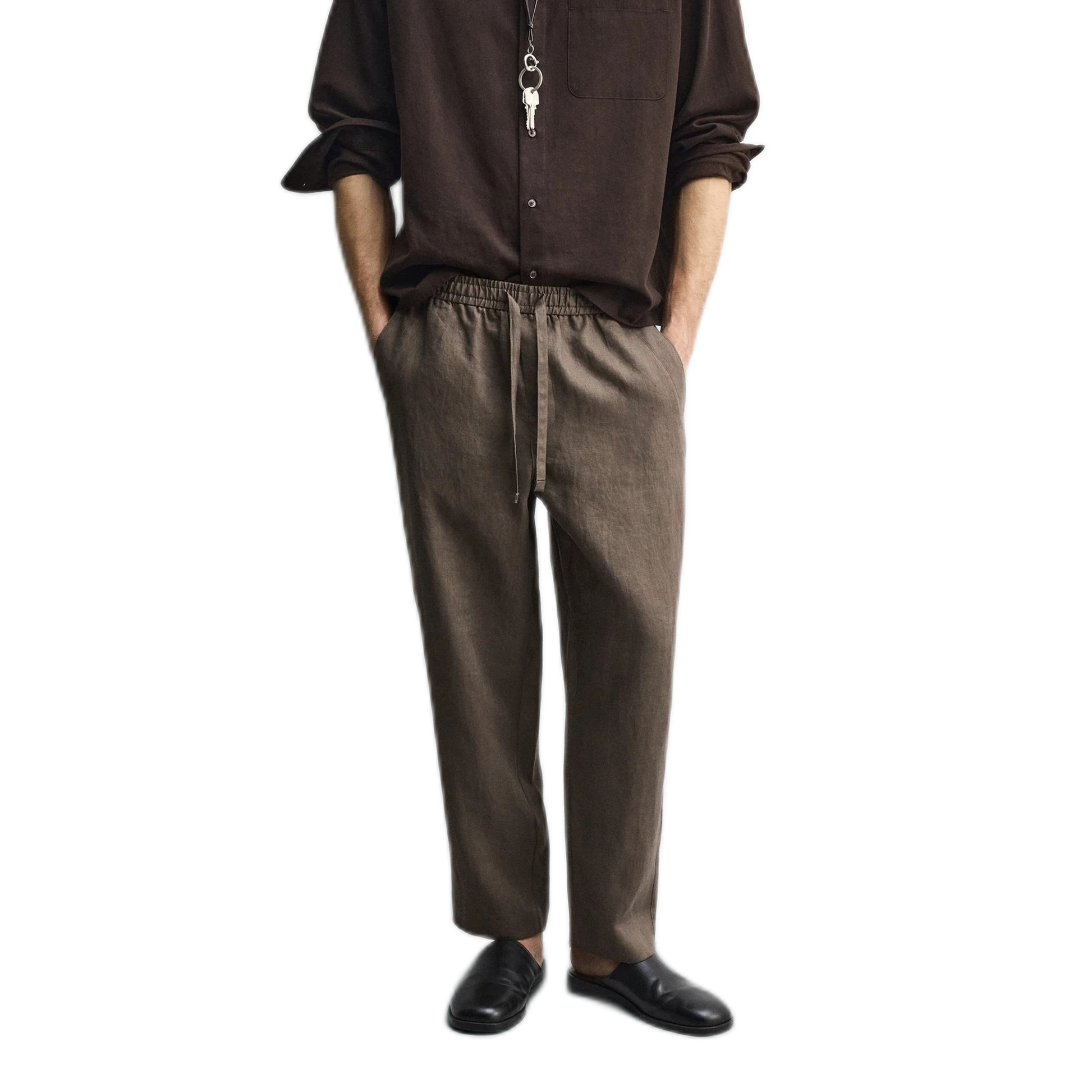 Pantalón de lino hombre, corte suelto