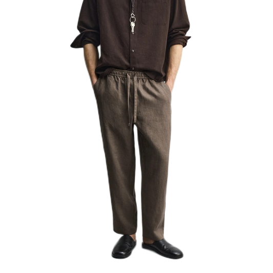 Pantalón de lino hombre, corte suelto