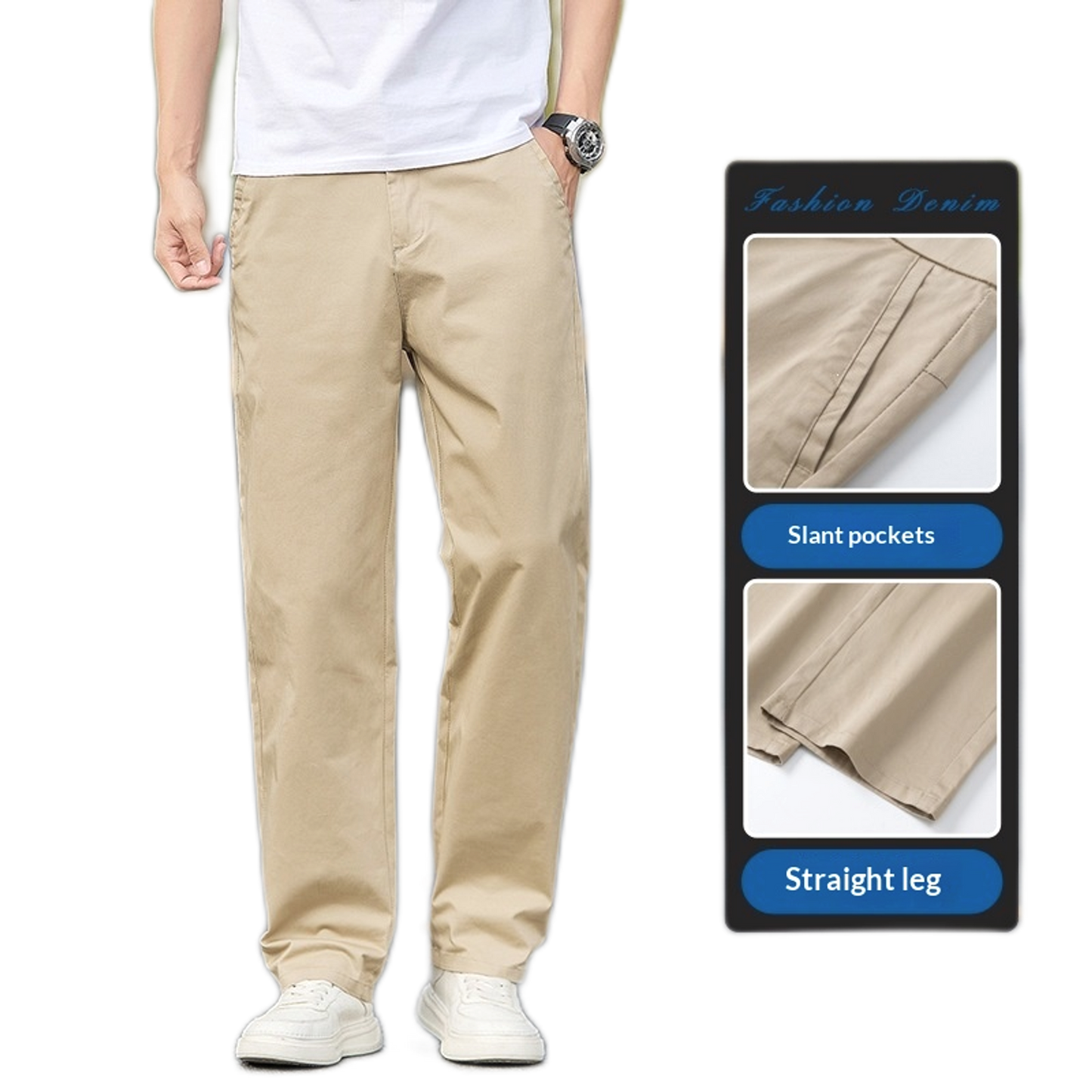 Pantalón de algodón hombre, corte suelto