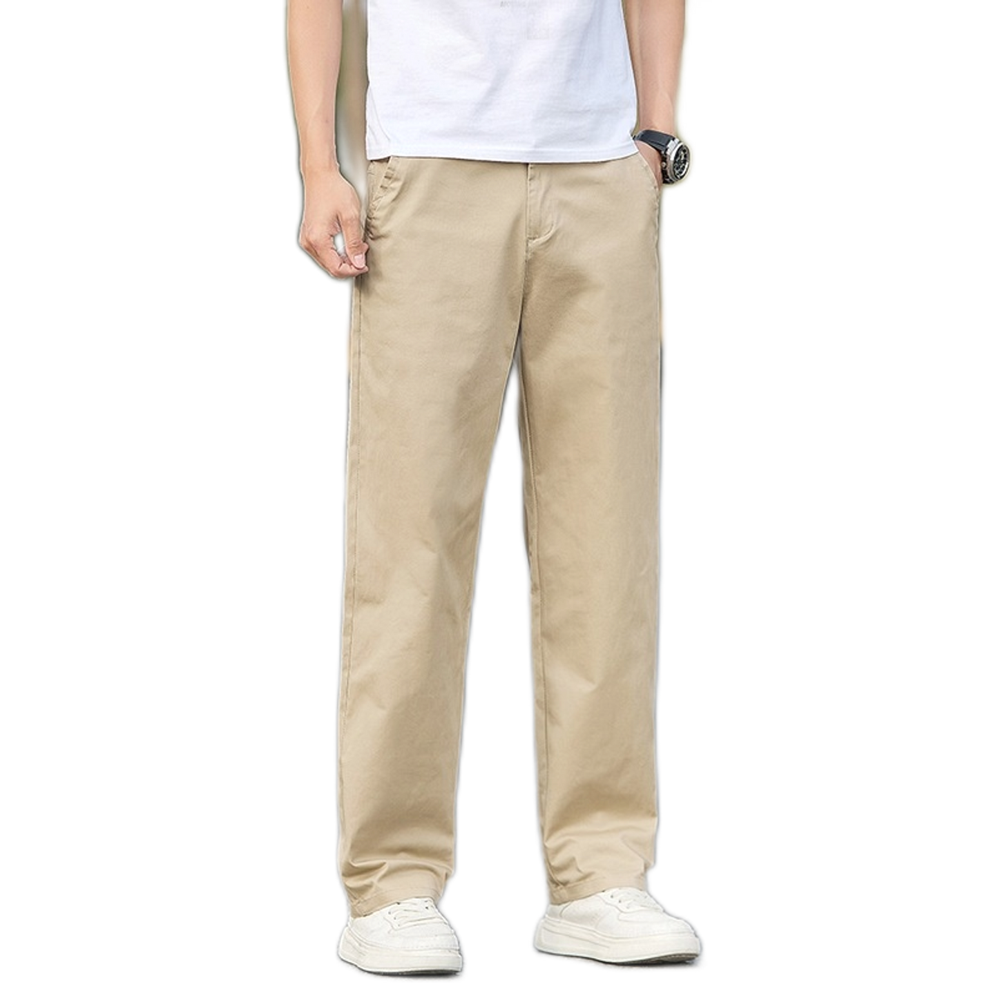 Pantalón de algodón hombre color caqui
