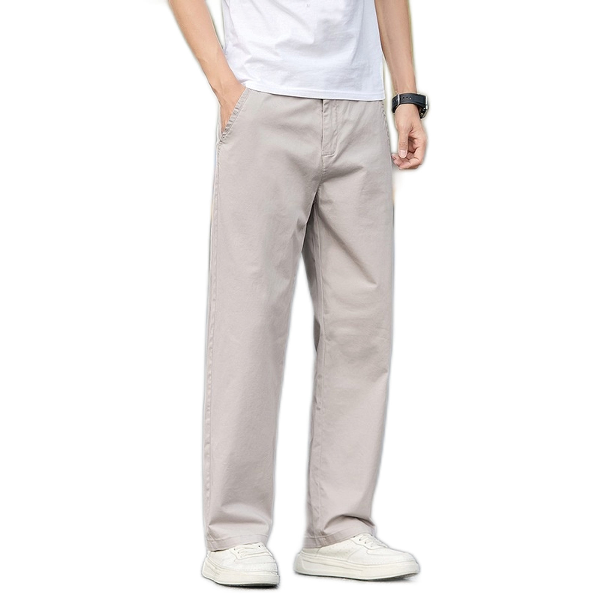 Pantalón de algodón hombre color gris claro