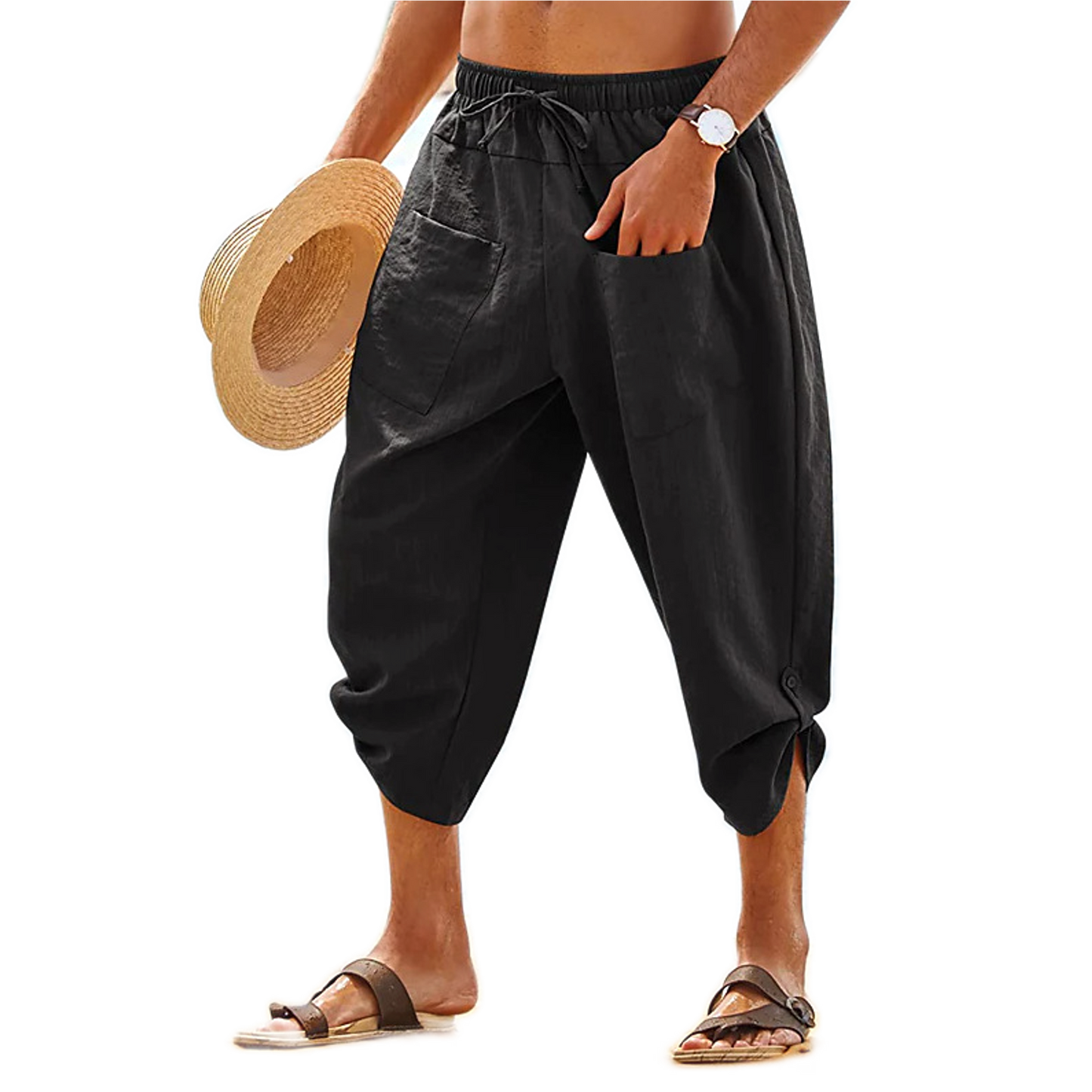 Pantalón de algodón hombre color negro