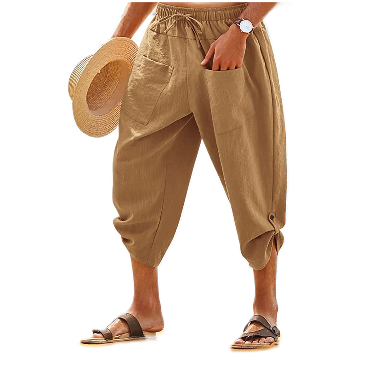 Pantalón de algodón hombre color amarillo mostaza