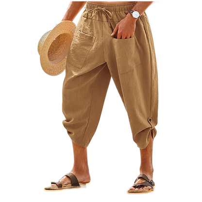 Pantalón de algodón hombre color amarillo mostaza