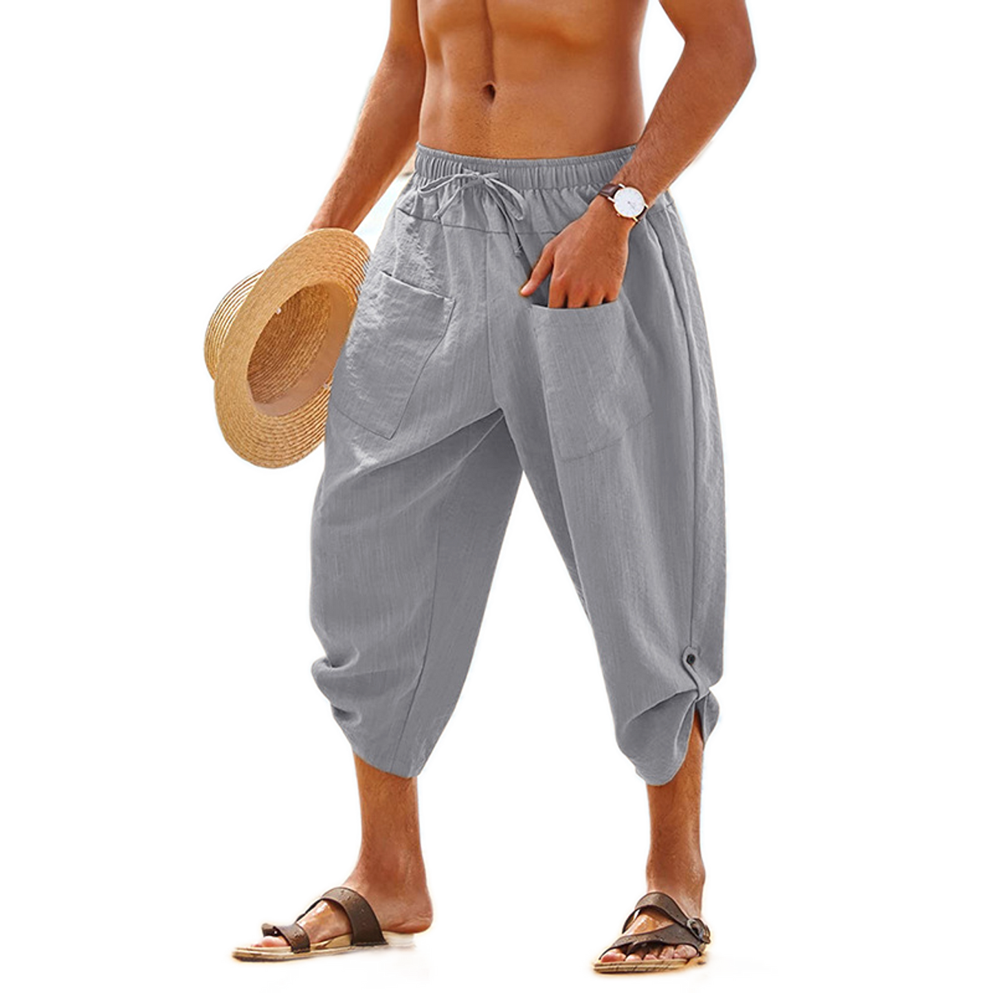 Pantalón de algodón hombre color gris