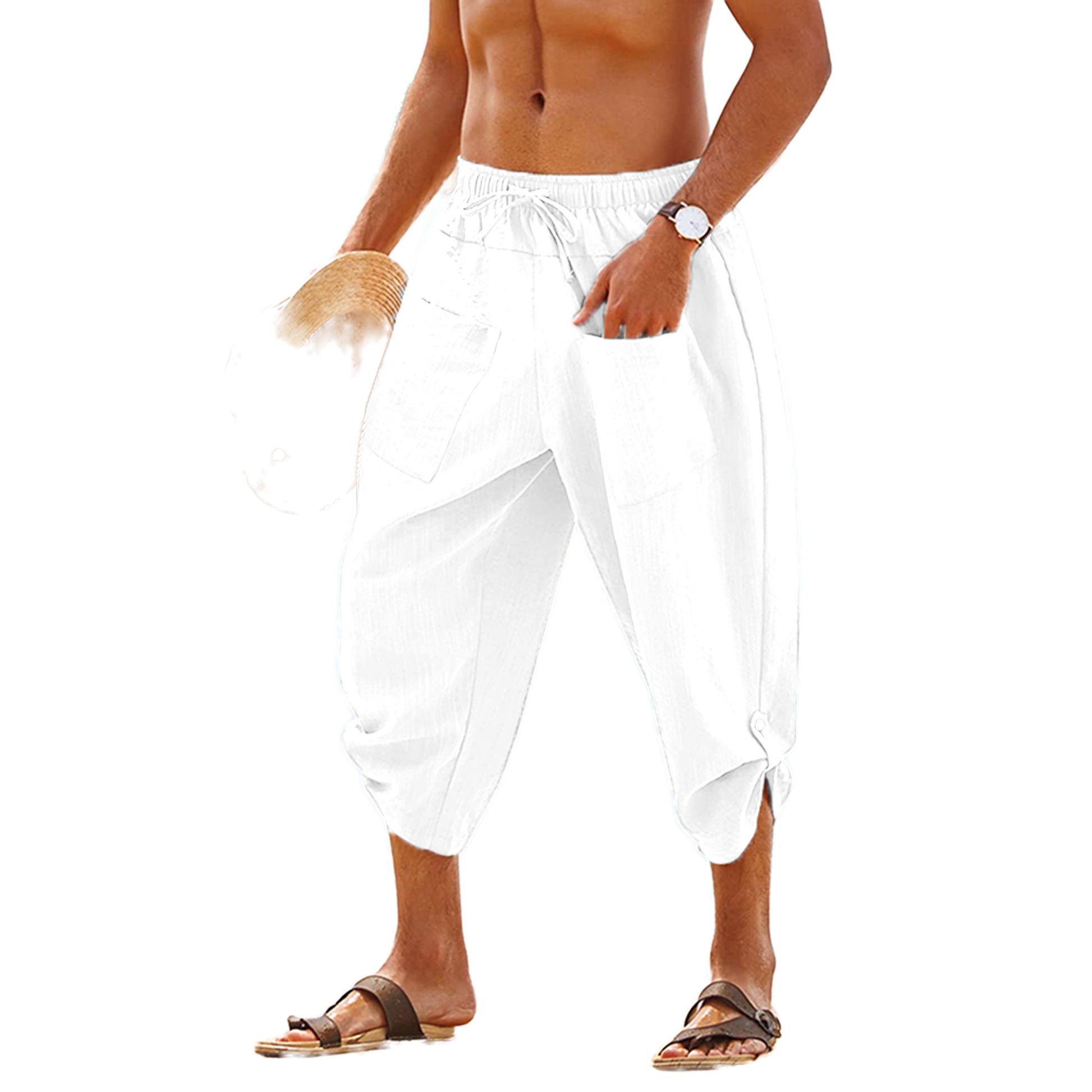 Pantalón de algodón hombre color blanco
