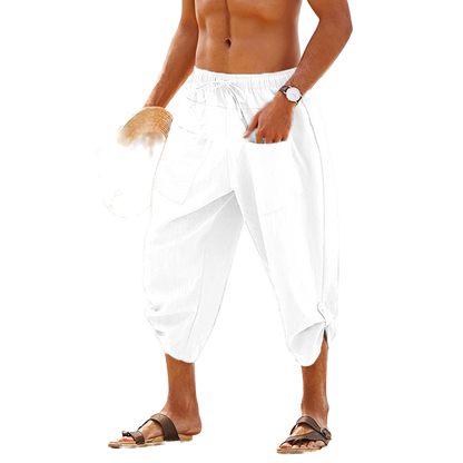 Pantalón de algodón hombre color blanco