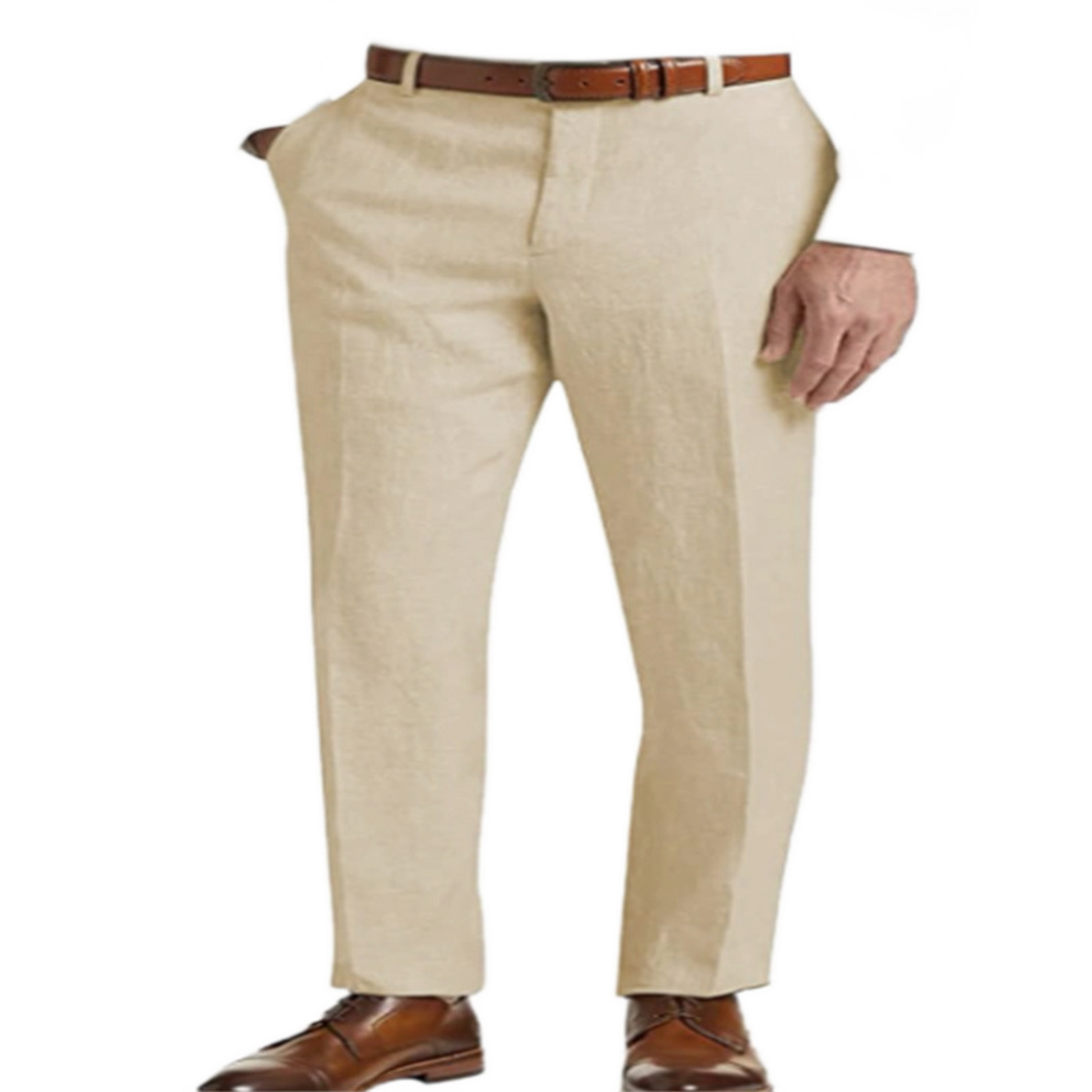 Pantalón de lino hombre color caqui