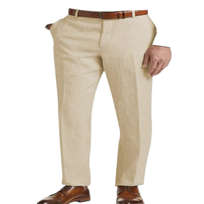 Pantalón de lino hombre color caqui