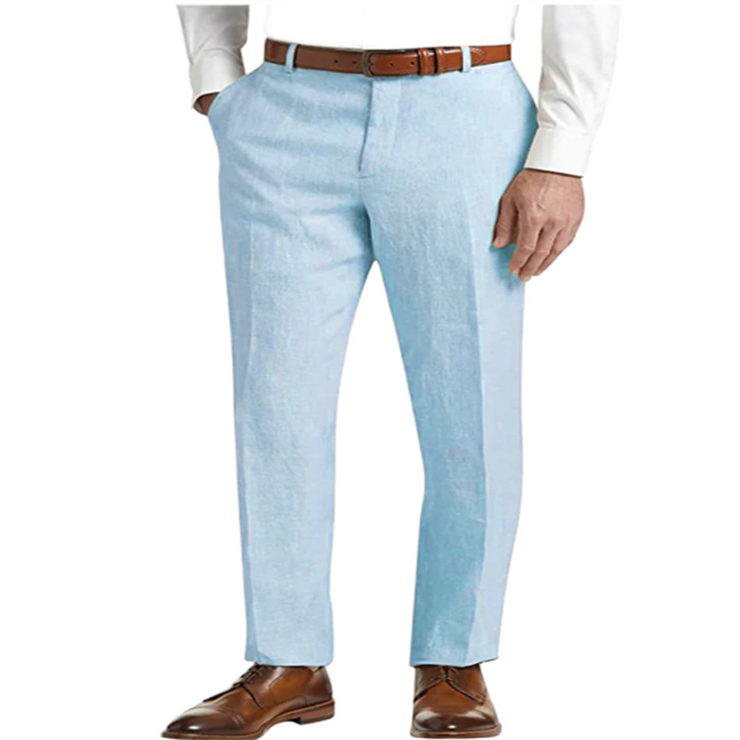 Pantalón de lino hombre color celeste