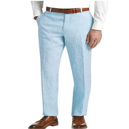 Pantalón de lino hombre color celeste