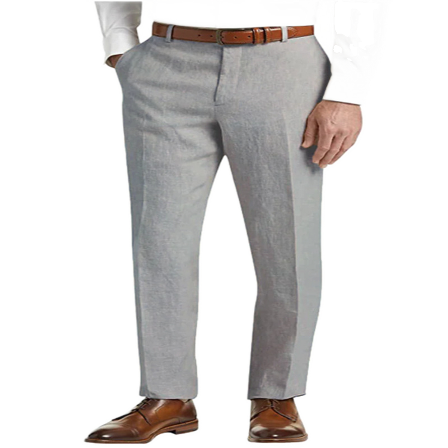 Pantalón de lino hombre color gris claro