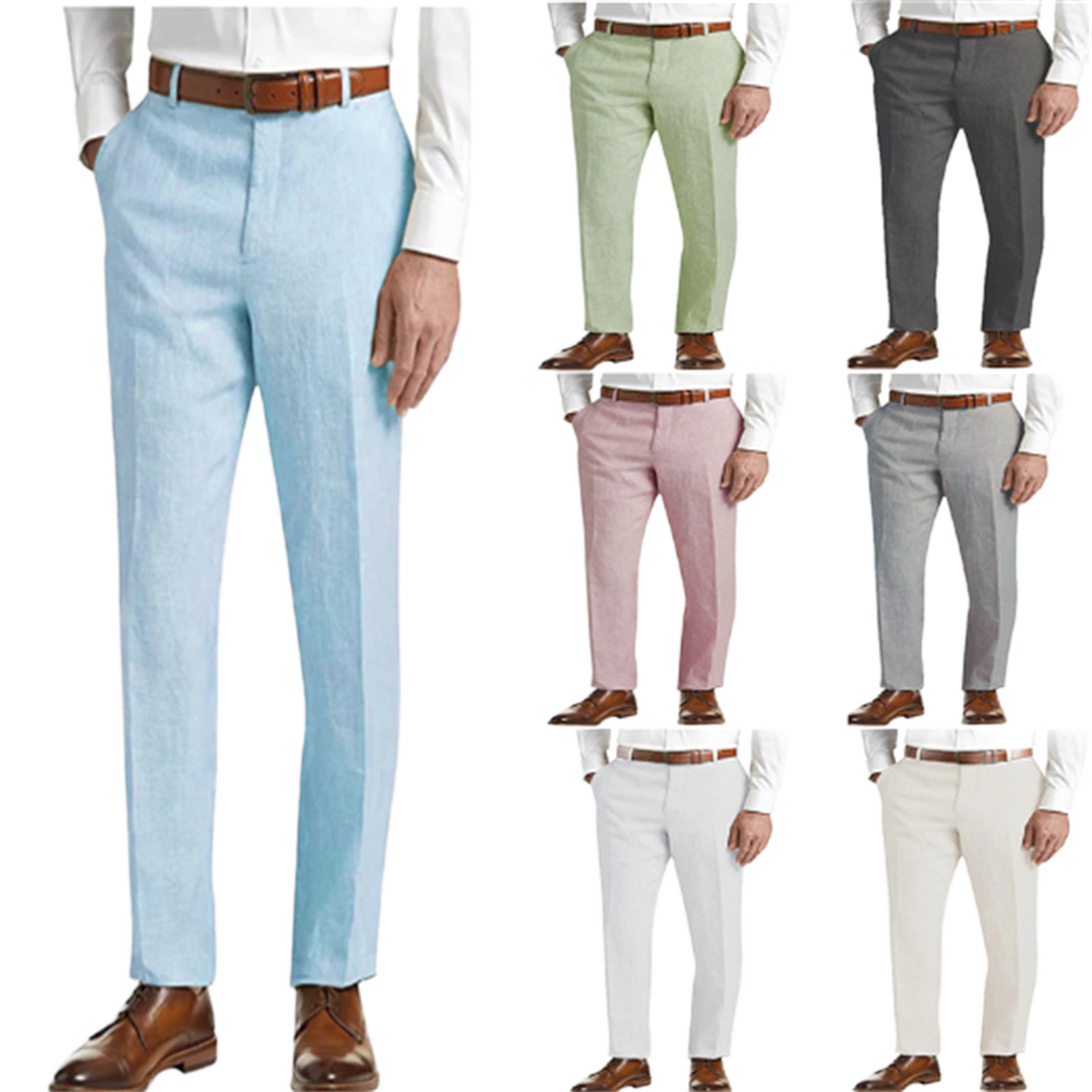 Pantalón de lino hombre, corte regular