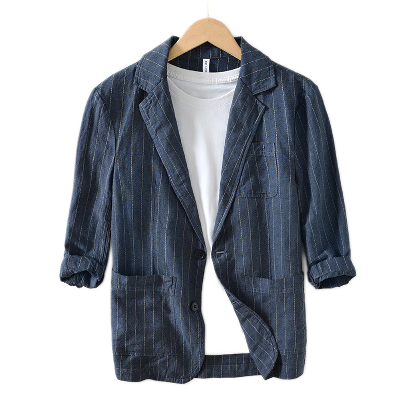 Camisa de lino hombre color azul