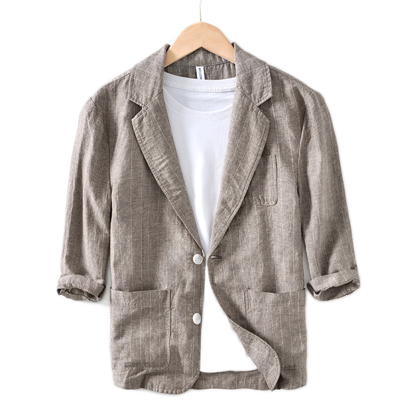 Camisa de lino hombre color café