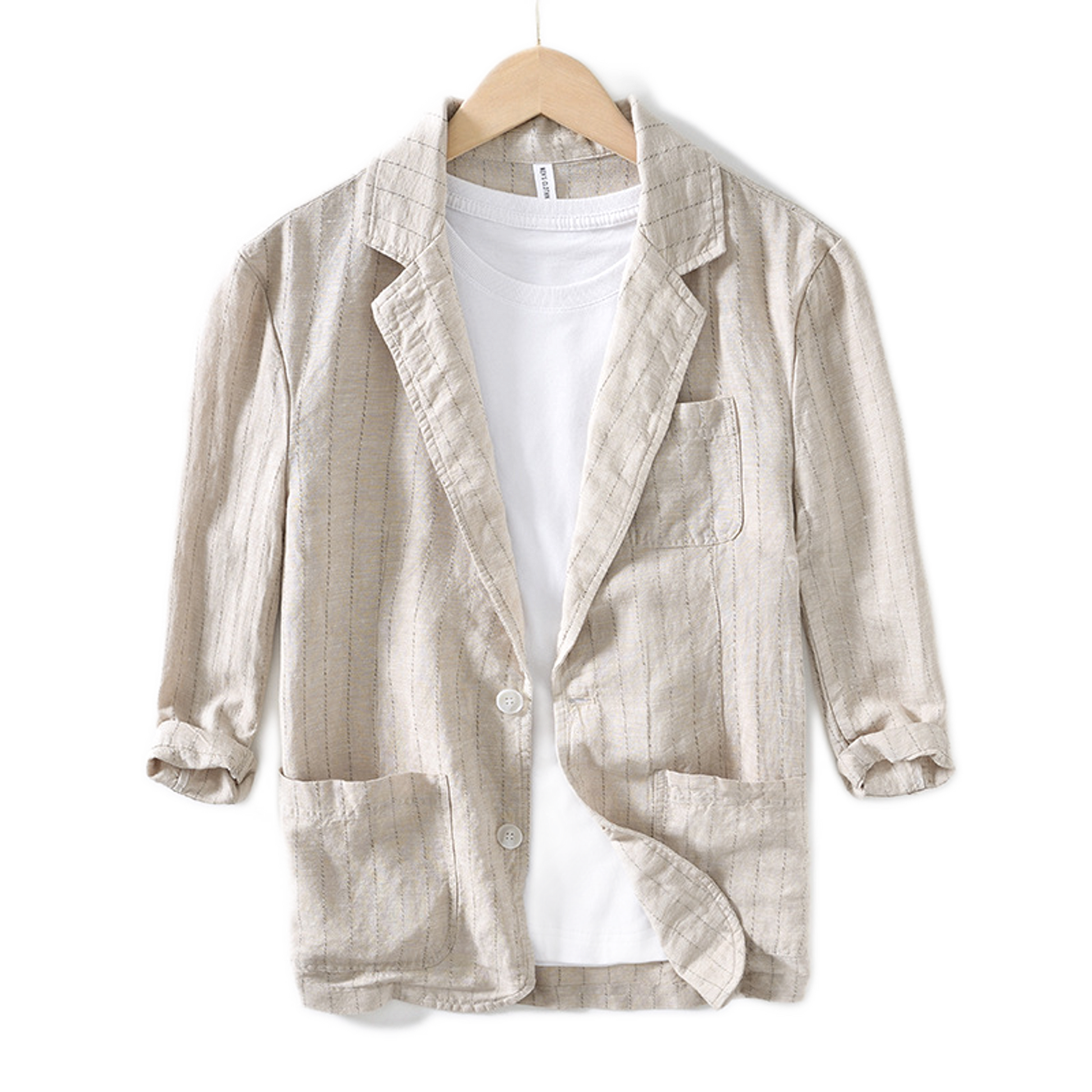 Camisa de lino hombre color caqui