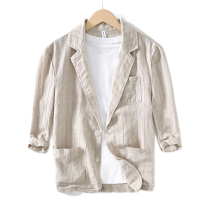 Camisa de lino hombre color caqui