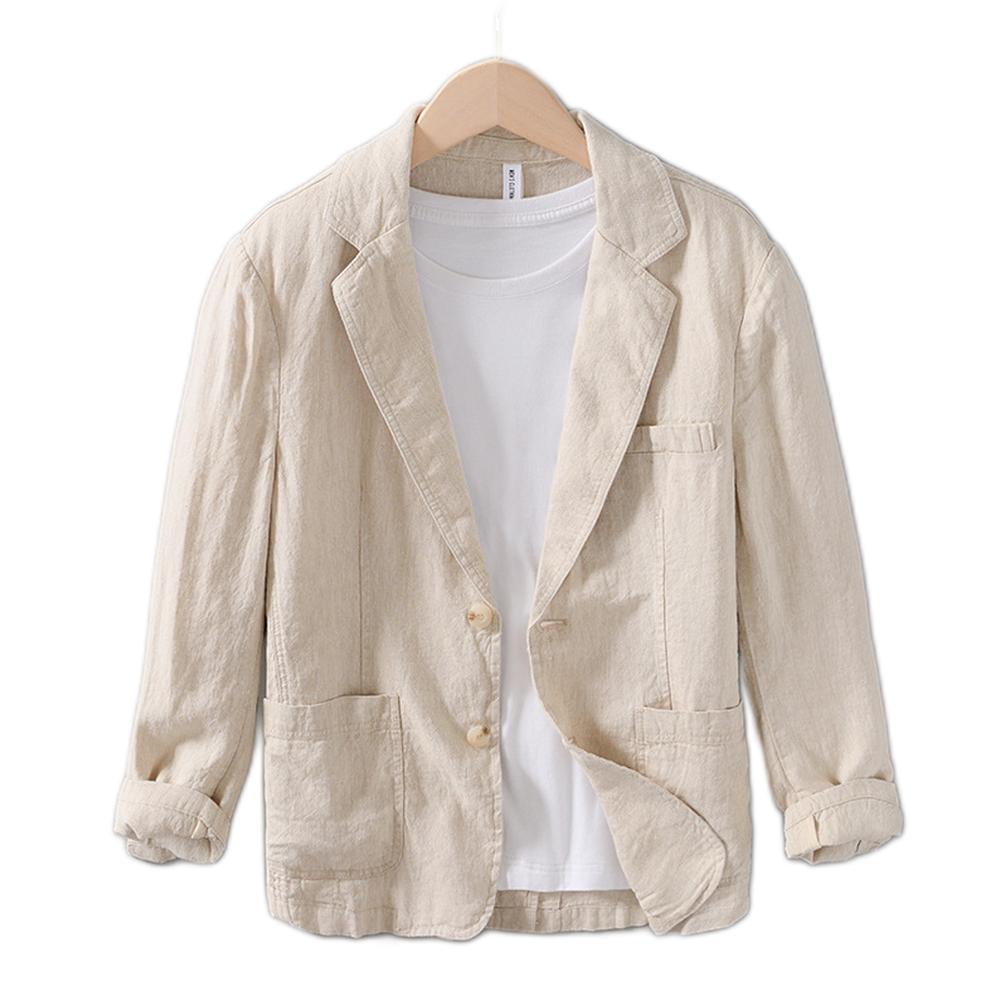 Chaqueta de lino hombre color caqui