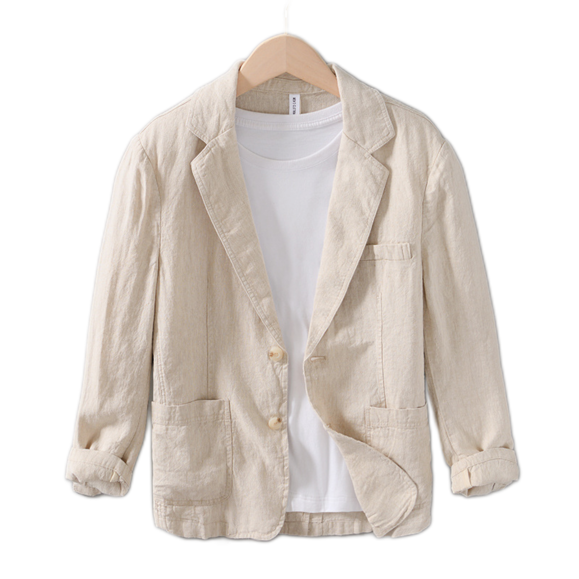 Chaqueta de lino hombre color caqui