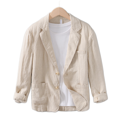 Chaqueta de lino hombre color caqui