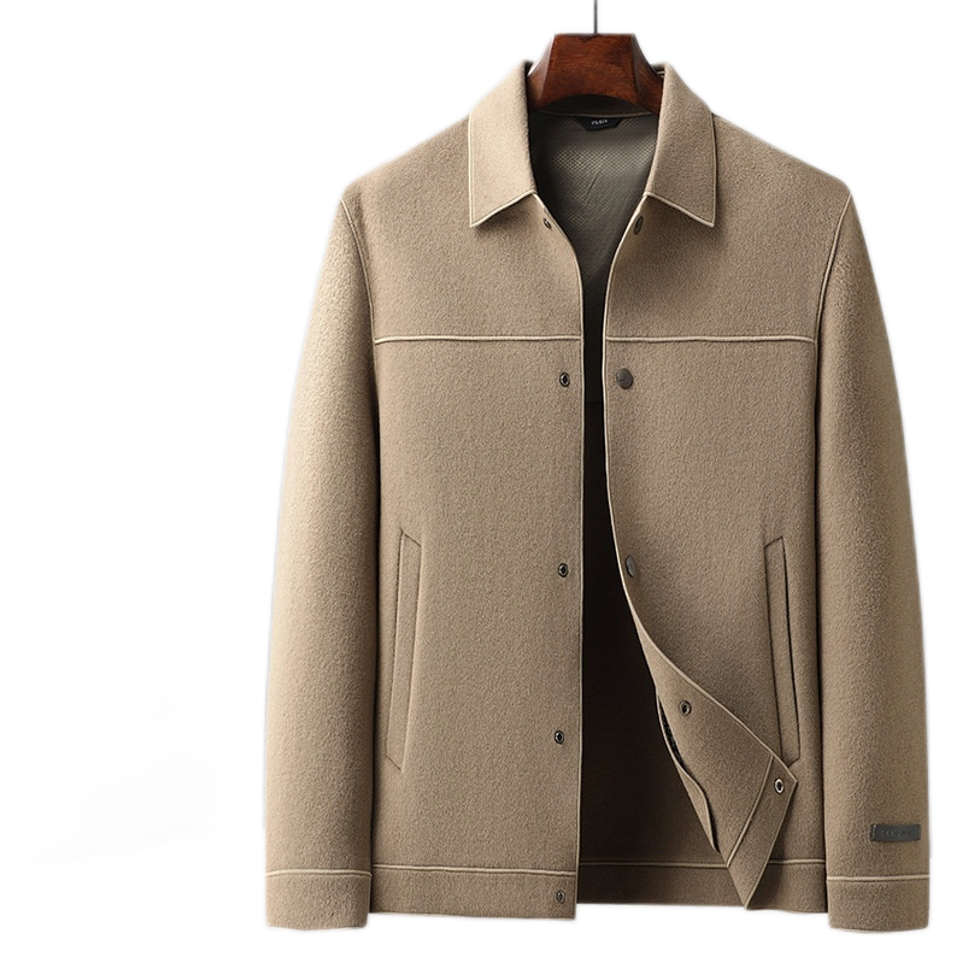 Chaqueta de lana hombre color caqui, cruzada