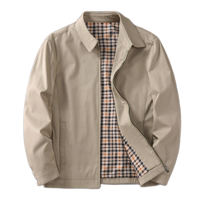 Chaqueta de algodón hombre color caqui claro, con solapa