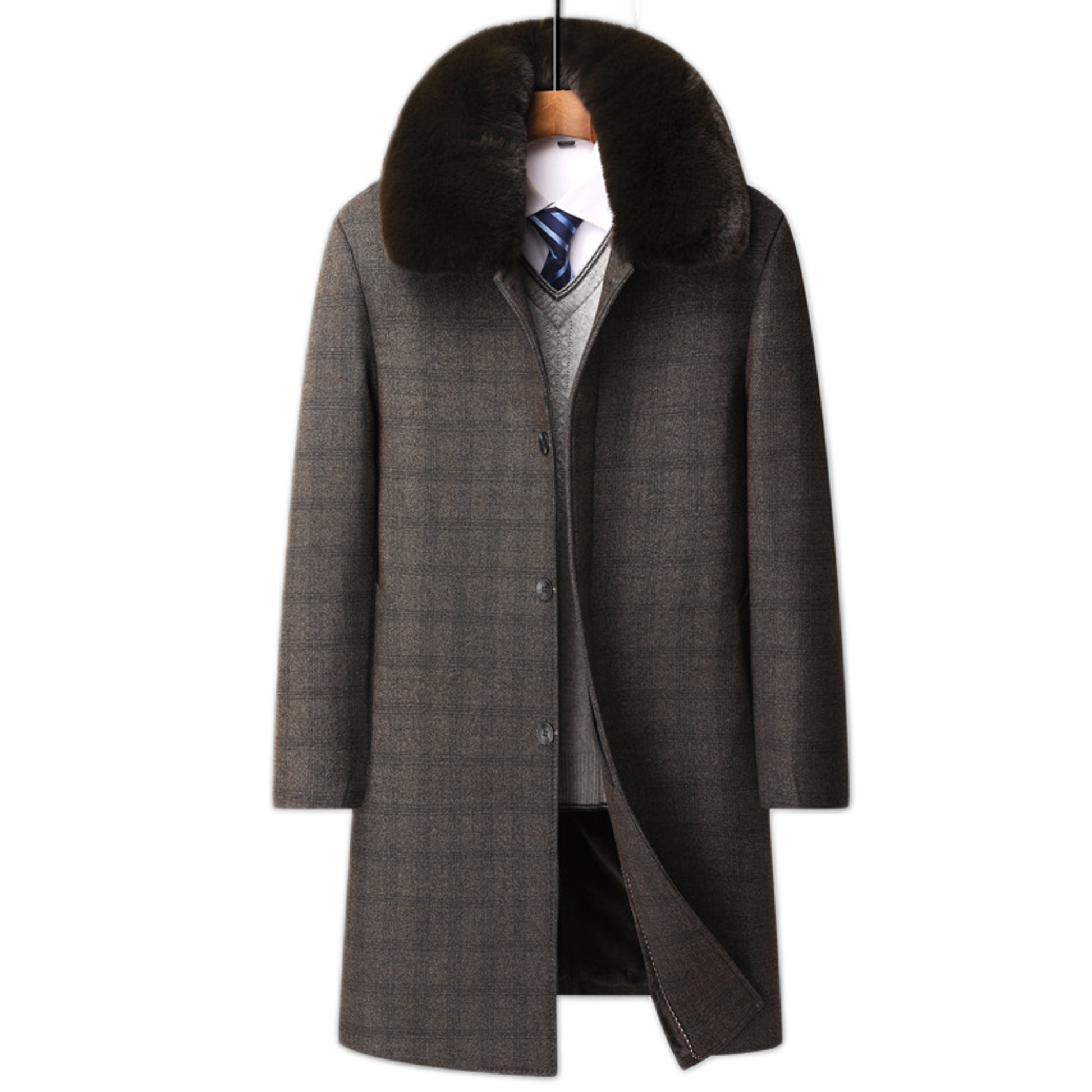 Chaqueta de lana hombre color café