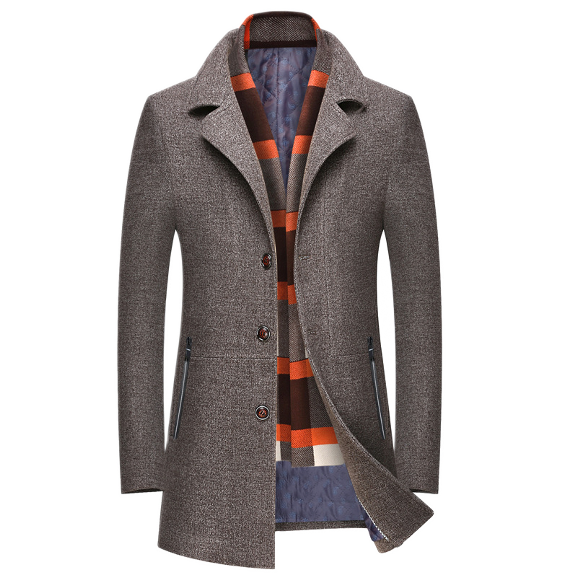 Chaqueta de lana hombre color café, acolchada