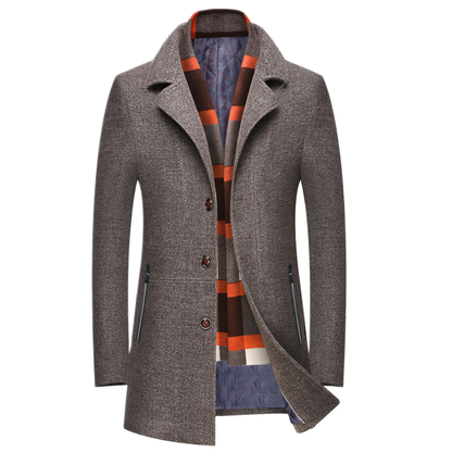 Chaqueta de lana hombre color café, acolchada