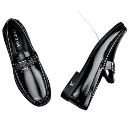Mocasín de cuero hombre, color negro