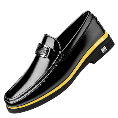 Mocasín de cuero hombre color negro, con alza interna