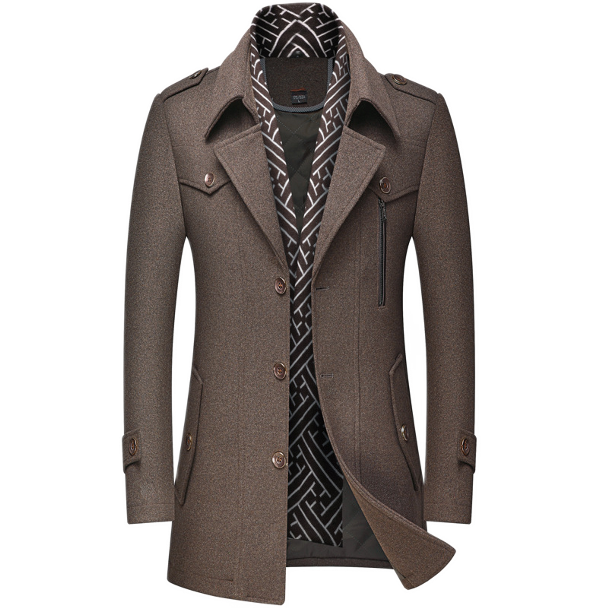 Chaqueta de lana hombre, estilo trench