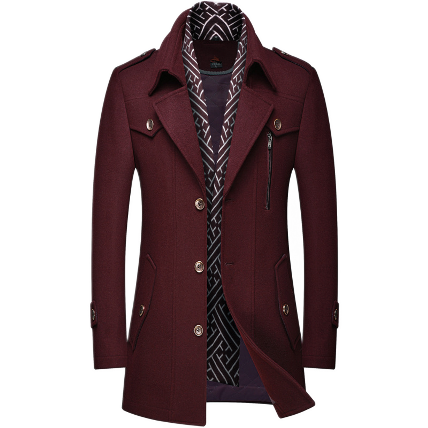 Chaqueta de lana hombre, estilo trench