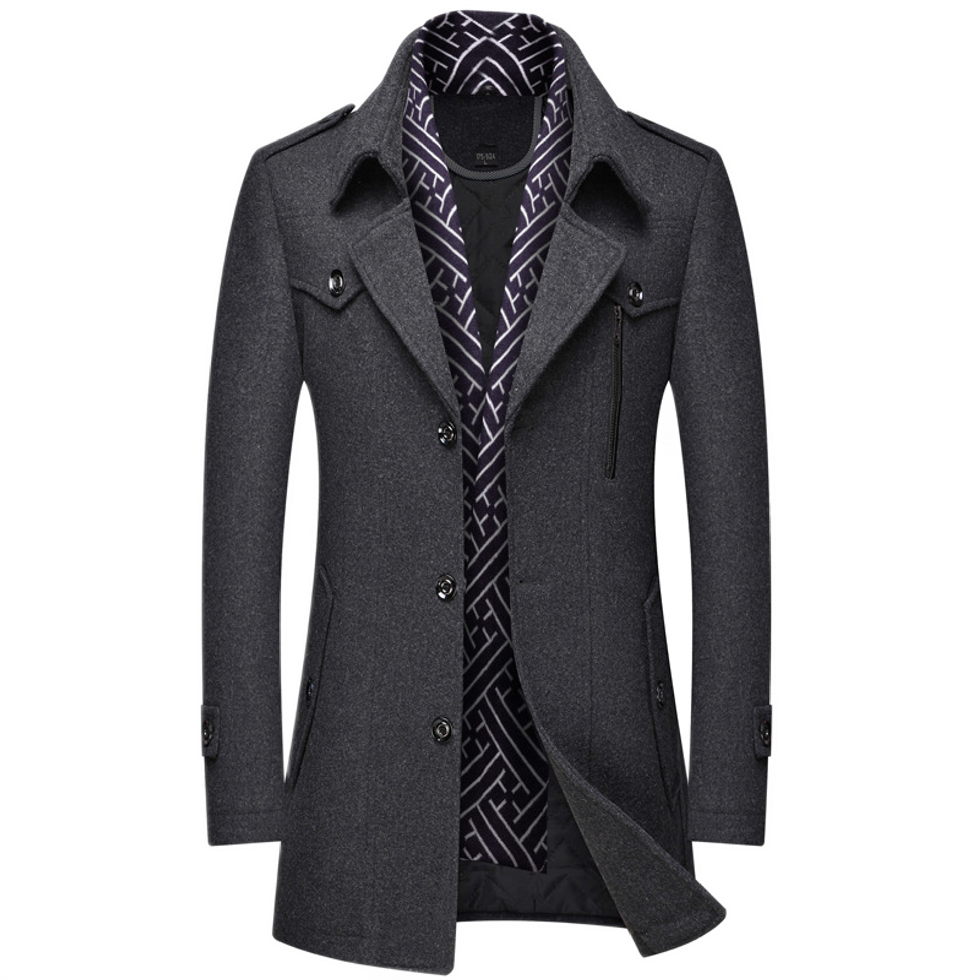 Chaqueta de lana hombre color gris, trench