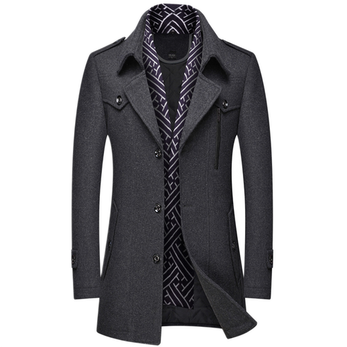 Chaqueta de lana hombre, estilo trench
