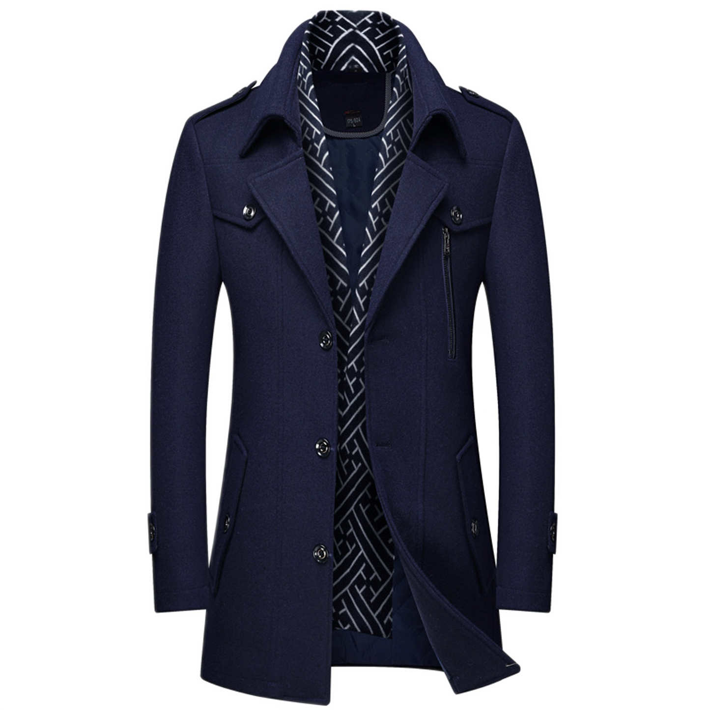 Chaqueta de lana hombre color azul marino, trench